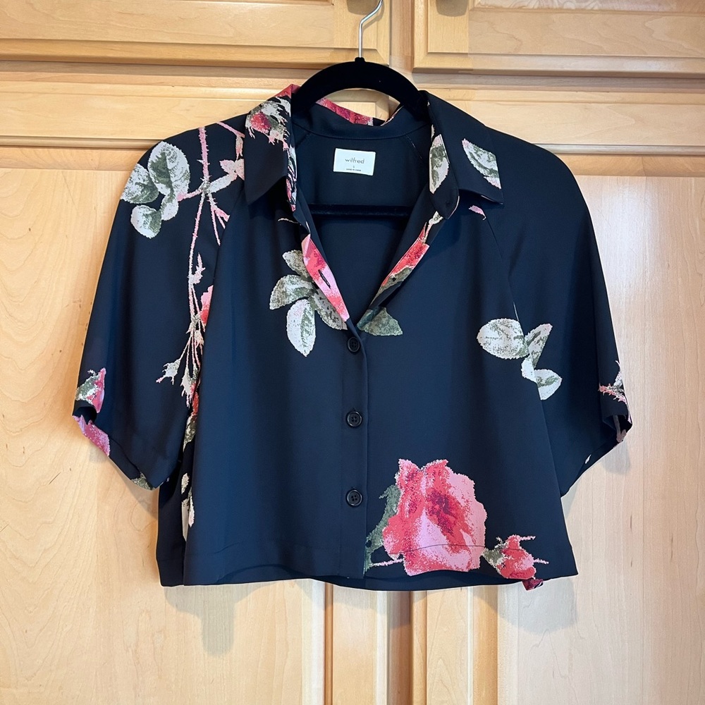Cropped Floral Button Down
